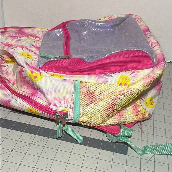 Colorful Tie-Dye Backpack with Smiley Faces - Picture 7 of 9